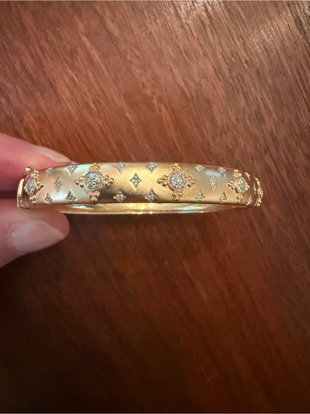 Diamond Cluster Bangle Bracelet - Picture 2 of 4